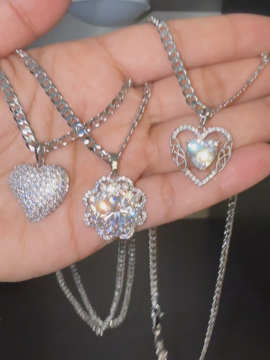 Silver Cubans with pendant